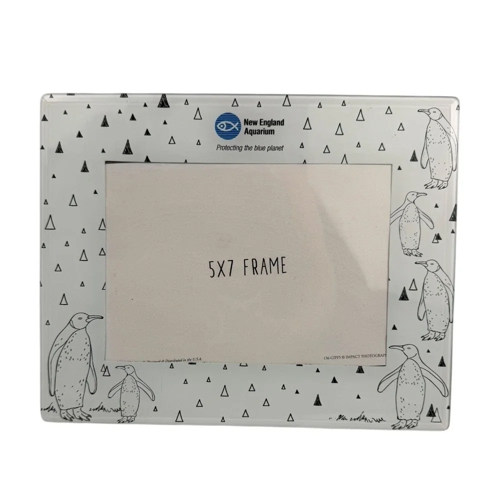 Vintage New England Aquarium Picture Frame Penguin Decor 5x7 Photo Display A72Q‎